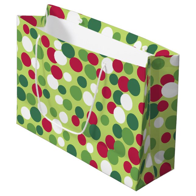 Retro Christmas Dots Large Gift Bag (Front Angled)