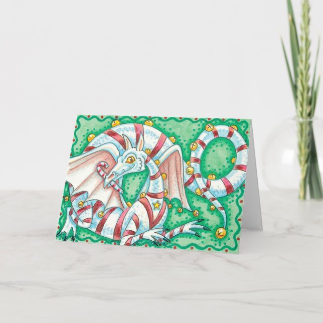 Retro Christmas Dragon Holiday Card (Front)
