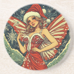 Retro Christmas Fairy Coaster