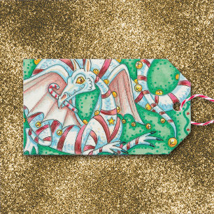 Retro Christmas Fantasy Dragon Gift Tags