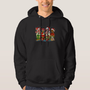 Retro Christmas farm animals coffee latte country  Hoodie