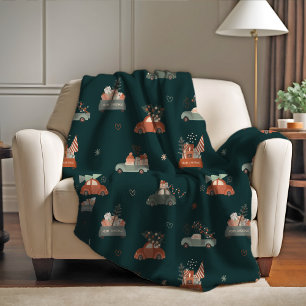 Retro Christmas Fleece Blanket