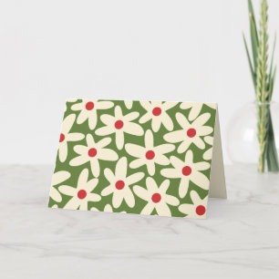 Retro Christmas Floral Daisy Pattern Card