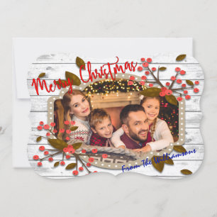 Retro Christmas Frame Fancy Cut Photo Holiday Card