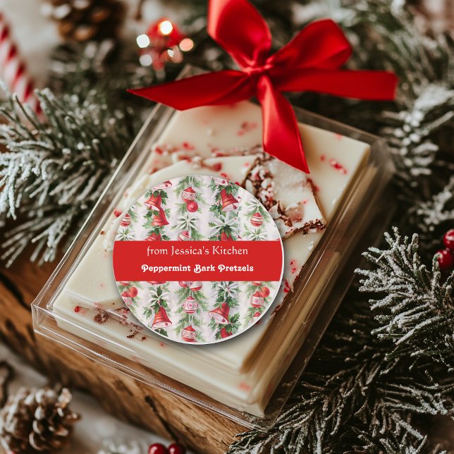 Retro Christmas, From the Kitchen of, Custom Classic Round Sticker (Creator Uploaded)