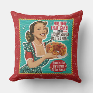 Retro Christmas Funny as a Fruitcake Cushion