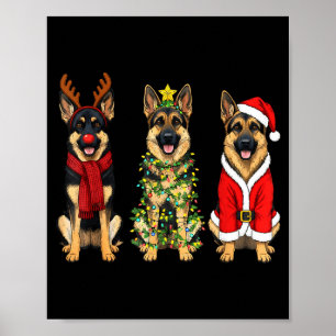 Retro Christmas German Shepherd Santa Reindeer Gsd Poster