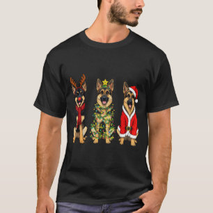 Retro Christmas German Shepherd Santa Reindeer Gsd T-Shirt