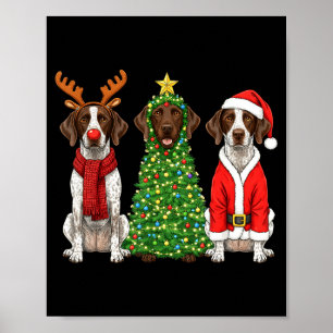 Retro Christmas German Shorthaired Inter Santa Rei Poster