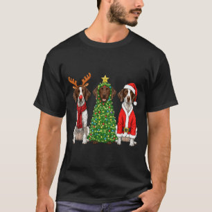 Retro Christmas German Shorthaired Inter Santa Rei T-Shirt