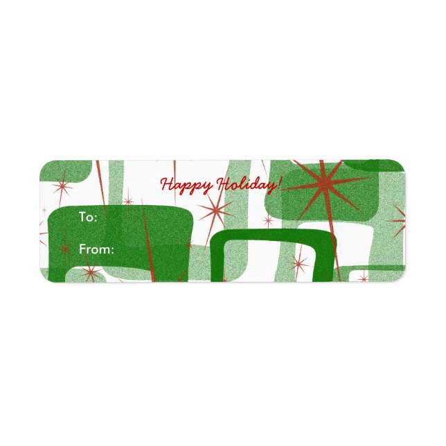 Retro Christmas Gift Tag Stickers (Front)