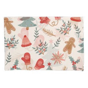 Retro Christmas Gingerbread Pattern. Pillowcase