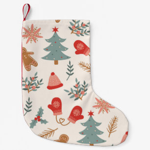 Retro Christmas Gingerbread Pattern. Small Christmas Stocking