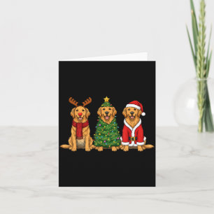 Retro Christmas Golden Retriever Santa Reindeer Do Card