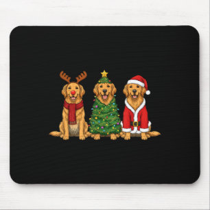 Retro Christmas Golden Retriever Santa Reindeer Do Mouse Mat