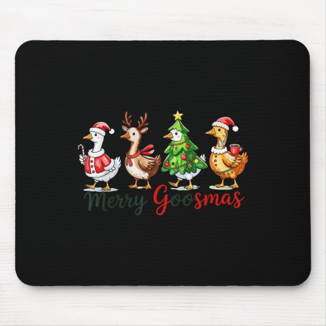 Retro Christmas Goose Xmas Merry Goosmas  Mouse Mat (Front)