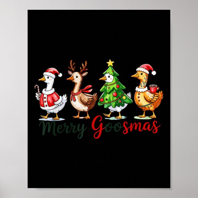 Retro Christmas Goose Xmas Merry Goosmas  Poster (Front)