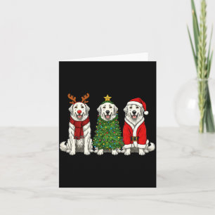 Retro Christmas Great Pyrenees Santa Reindeer Dog  Card