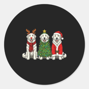 Retro Christmas Great Pyrenees Santa Reindeer Dog  Classic Round Sticker
