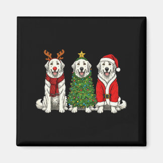 Retro Christmas Great Pyrenees Santa Reindeer Dog  Magnet