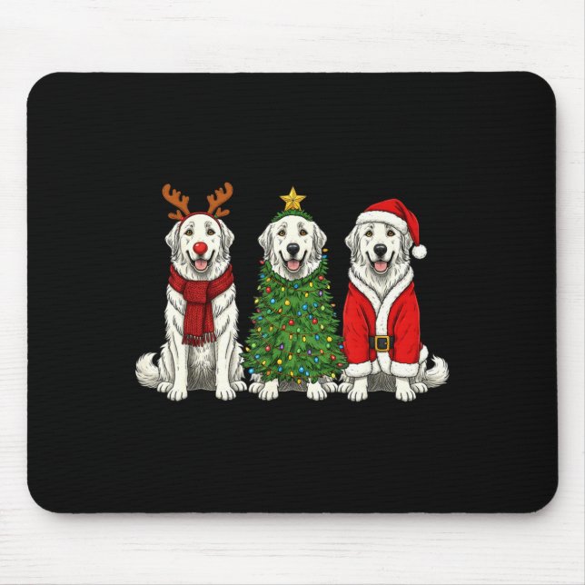 Retro Christmas Great Pyrenees Santa Reindeer Dog  Mouse Mat (Front)