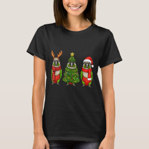 Retro Christmas Green Cheek Conure Parrot Santa Re T-Shirt