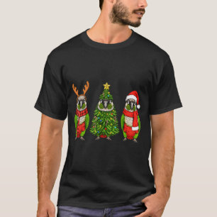Retro Christmas Green Cheek Conure Parrot Santa Re T-Shirt
