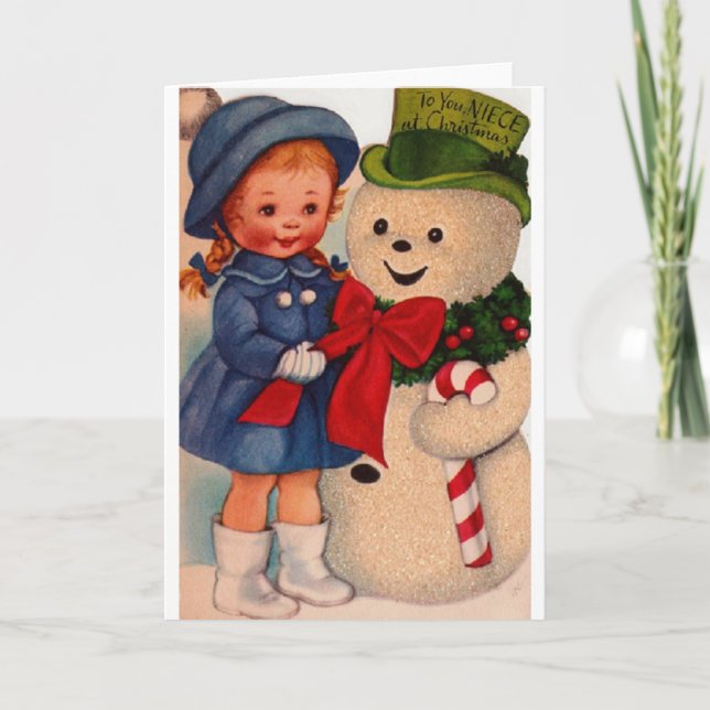 Retro Christmas Greeting Card for Niece (Front)