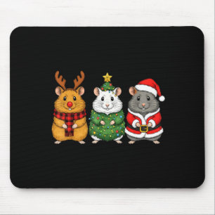 Retro Christmas Hamster Santa Reindeer Mouse Mat