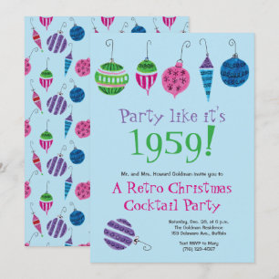 Retro Christmas Hand-Illustrated Cocktail Party  Invitation