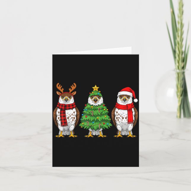 Retro Christmas Hawk Santa Reindeer  Card (Front)
