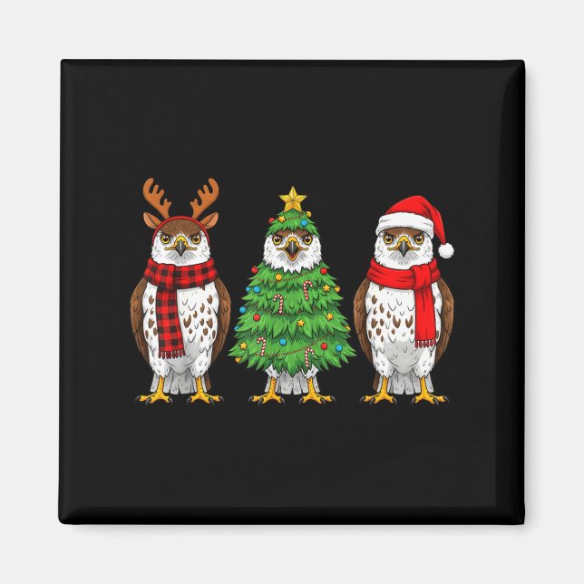 Retro Christmas Hawk Santa Reindeer  Magnet (Front)
