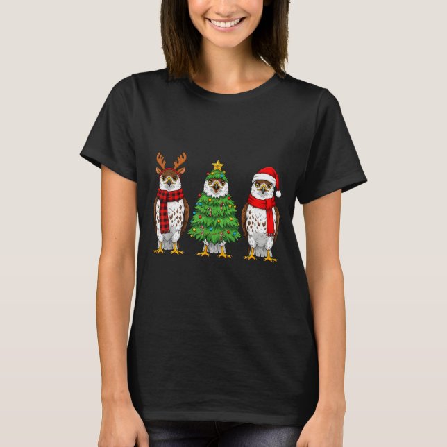 Retro Christmas Hawk Santa Reindeer  T-Shirt (Front)