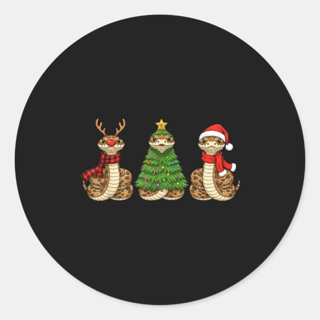 Retro Christmas Hognose Snake Santa Reindeer  Classic Round Sticker (Front)