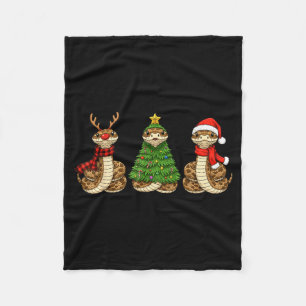 Retro Christmas Hognose Snake Santa Reindeer Fleece Blanket