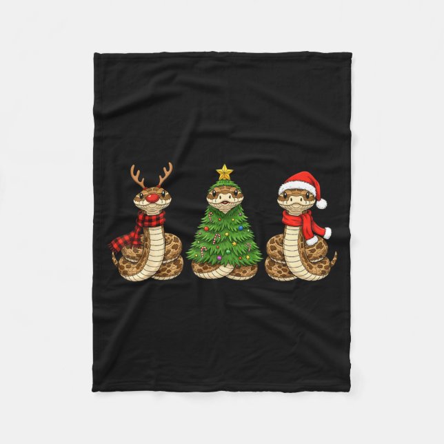 Retro Christmas Hognose Snake Santa Reindeer  Fleece Blanket (Front)