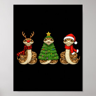 Retro Christmas Hognose Snake Santa Reindeer  Poster