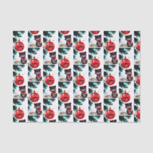 Retro Christmas Holiday cat party tissue Paper