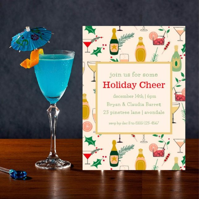 Retro Christmas Holiday Cocktail Party Invitation (Creator Uploaded)