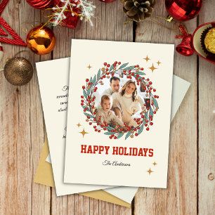 Retro Christmas Holiday  Custom Photo & Message  Card
