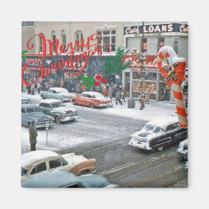 Retro Christmas Holiday Magnet