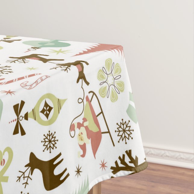 Retro Christmas Holiday pattern tablerunner Tablecloth (In Situ)