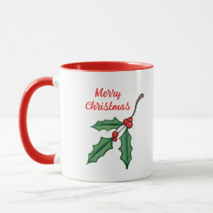 Retro Christmas Holly Coffee Mug 