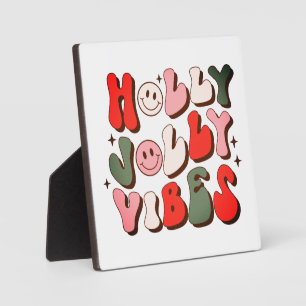 Retro Christmas Holly Jolly Vibes Trendy Holidays Plaque