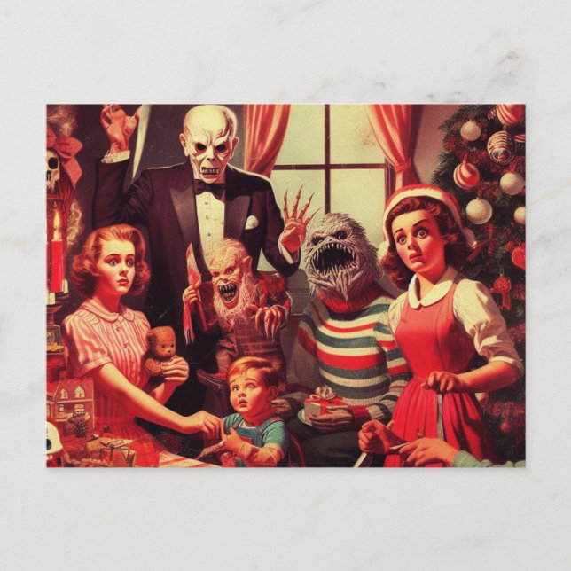 Retro Christmas Horror Postcard (Front)