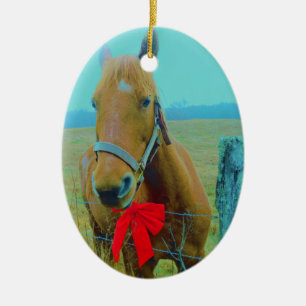 retro Christmas Horse Ceramic Tree Decoration
