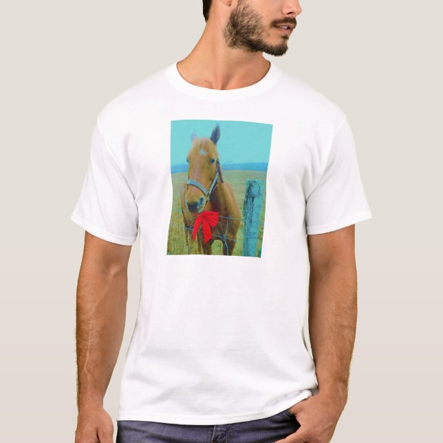 retro Christmas Horse T-Shirt (Front)