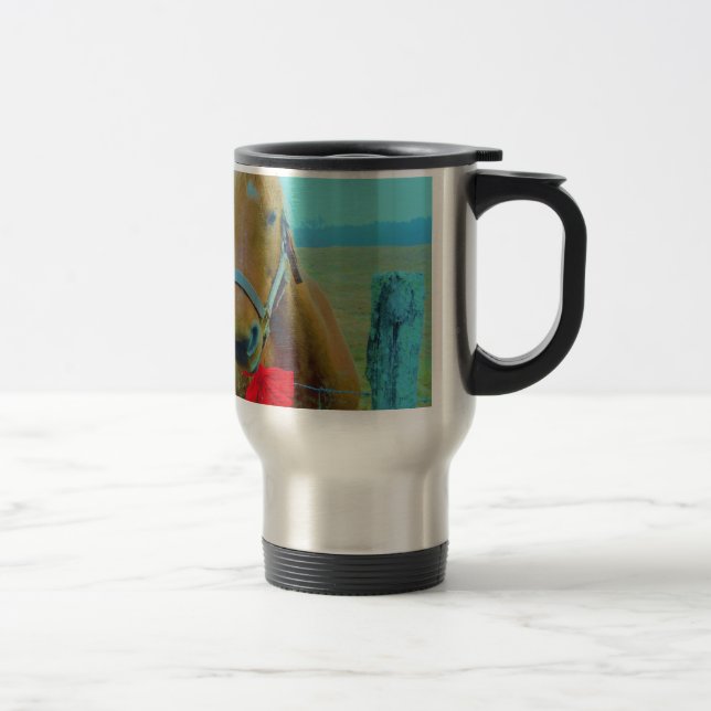 retro Christmas Horse Travel Mug (Right)