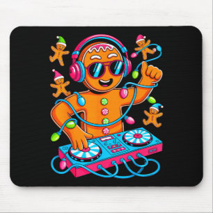 Retro Christmas House Music Gingerbread Dj Techno Mouse Mat