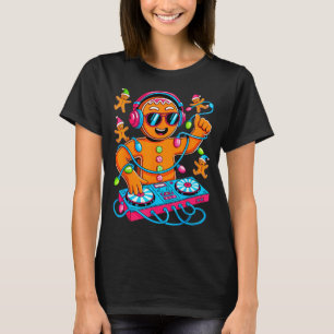 Retro Christmas House Music Gingerbread Dj Techno T-Shirt